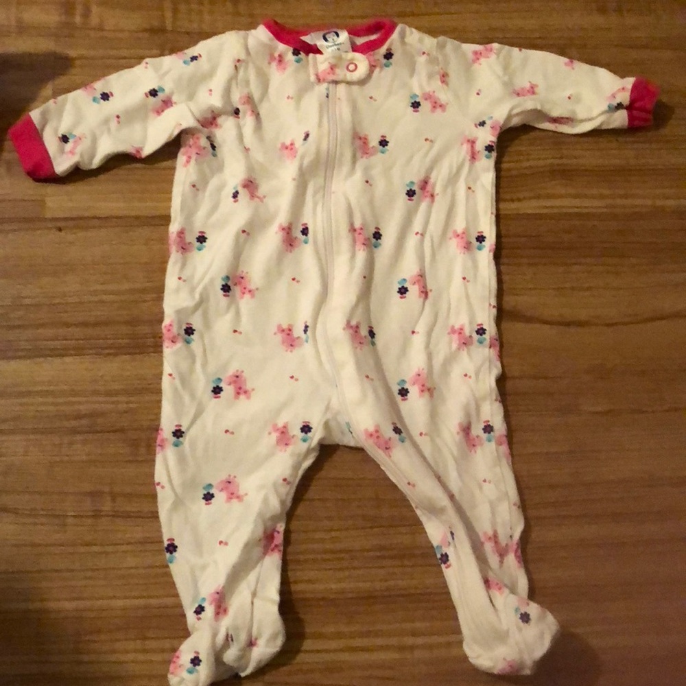 Gabby baby onsie with pink dinosaurs like new